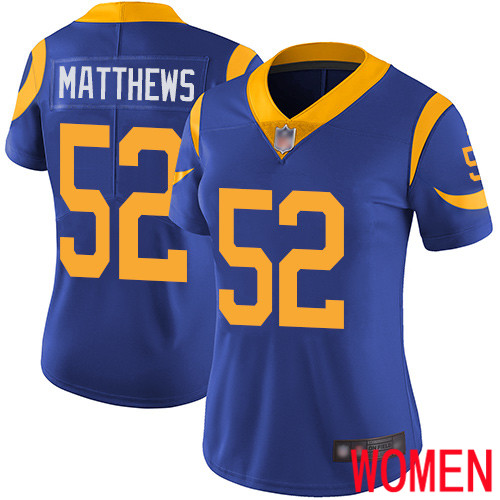 Los Angeles Rams Limited Royal Blue Women Clay Matthews Alternate Jersey NFL Football 52 Vapor Untouchable